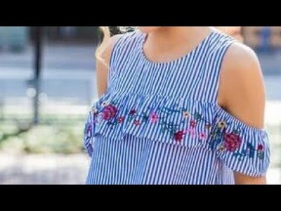How to make a striped blouse with embroidery DIY- como hacer una blusa con bordado en 20 min