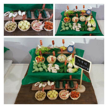 Miniature vegetables stall in clay 1:12