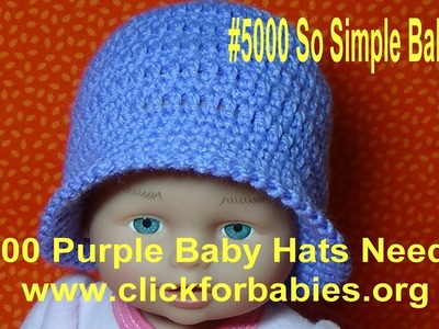 #5000 So Simple Baby Hat - (Free Pattern at end of video)  5,000 Purple Baby Hats Needed