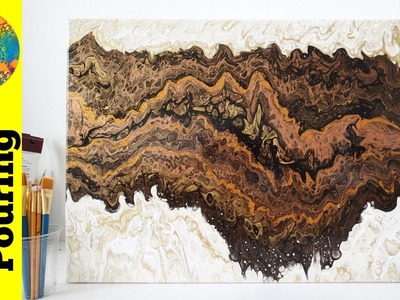 (83) Double dirty acrylic pour painting on a large canvas - Strata (DebyAtAcrylicPouring)