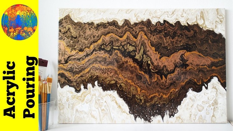 (83) Double dirty acrylic pour painting on a large canvas - Strata (DebyAtAcrylicPouring)