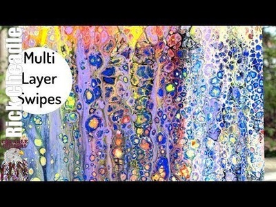 Acrylic Paint Pouring with Multi- Layered Swipes and Skimming. Fluid Painting. Abstract Art