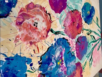 Acrylic Pour Painting: Create Flowers With Blown Puddles Using Americana Paint