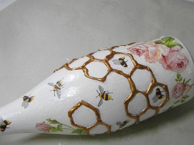 Altered Decoupaged Honey Bee Bottle --- project #7
