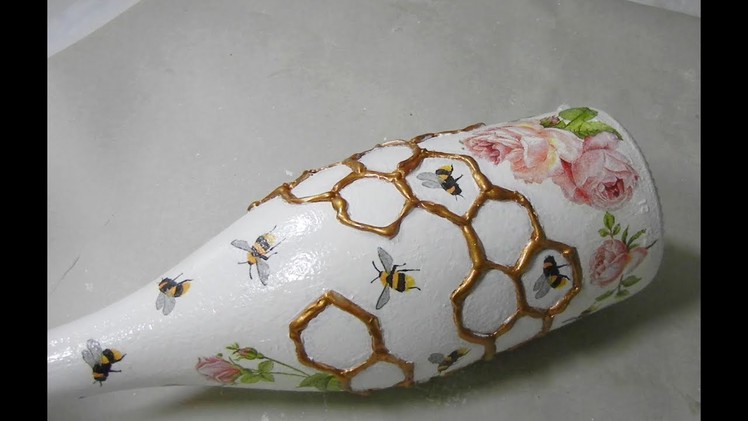 Altered Decoupaged Honey Bee Bottle --- project #7