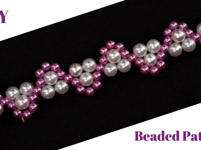 Beaded jewelry pattern. Pearl beaded bracelet
