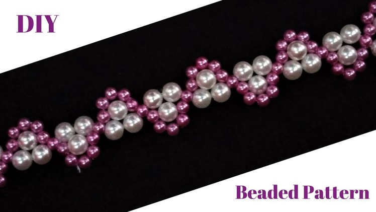 Beaded jewelry pattern. Pearl beaded bracelet