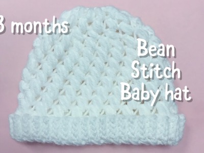 Bean stitch baby hat 0-3 months #75