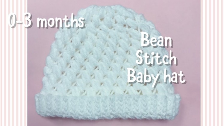 Bean stitch baby hat 0-3 months #75