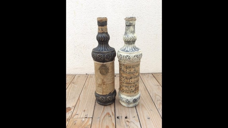 Botellas decoradas con papel envejecido