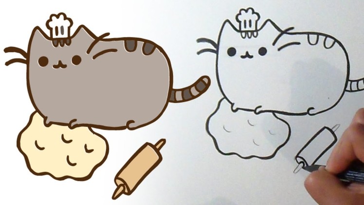 Cómo dibujar Gatito Pusheen Panadero Kawaii