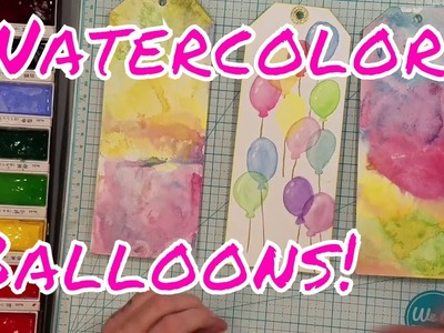 Easy Watercolor Balloons Tag Tutorial - Beginner Watercolor Painting