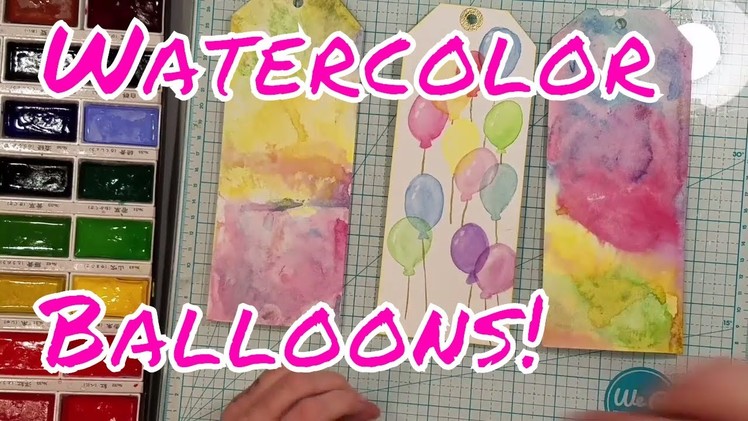 Easy Watercolor Balloons Tag Tutorial - Beginner Watercolor Painting