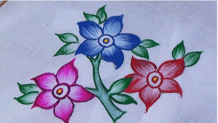 Fabric painting.Single Shade sari design