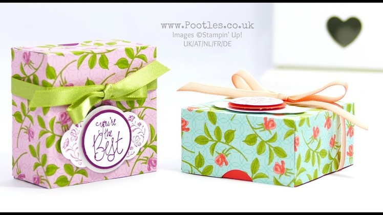 Fold Flat Lidded Gift Box using Stampin' Up! Petal Garden