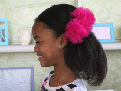 How to Make a Sparkly Tulle Pom Hair Tie