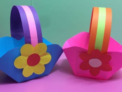 How to Make Basket with Color Paper | DIY Paper Baskets Making