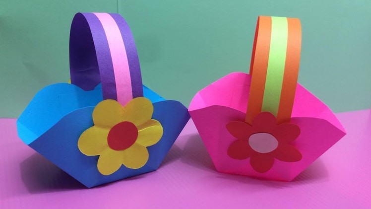 How to Make Basket with Color Paper | DIY Paper Baskets Making