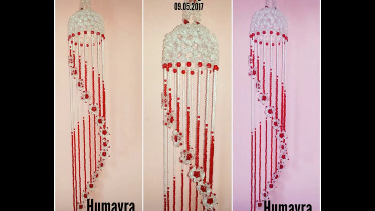 How to make beaded wind chime.Doorbell. Wall Hanging  (design 4).পুতির ডোরবেল.jhumar