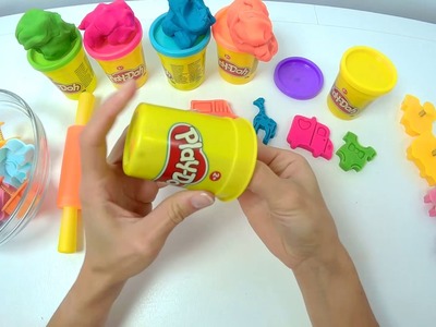 Learn Colors with Play Doh Modelling Clay Shapes Creative Fun for Kids Rainbow Learning