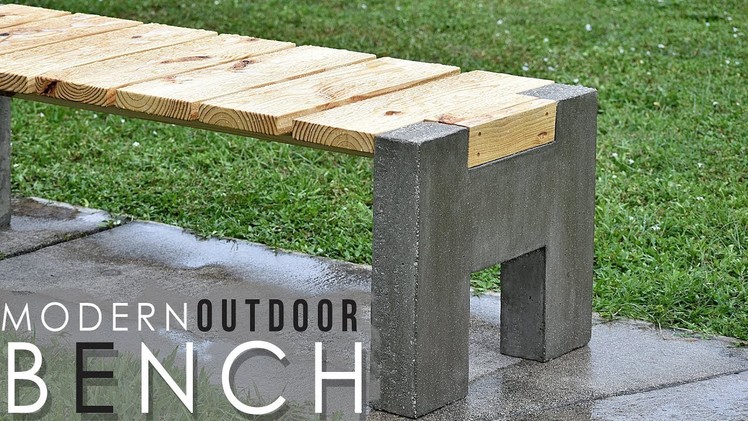 Making a MODERN outdoor concrete wood BENCH