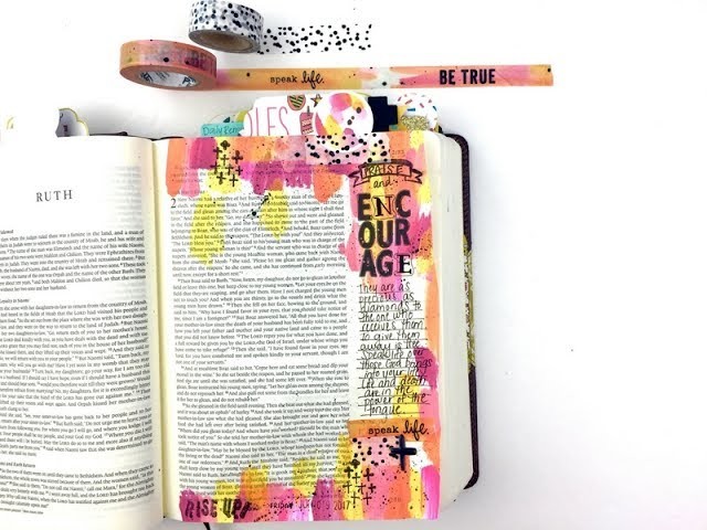 Process Video using Acrylic Paint with Baby Wipe Technique for Bible Journaling