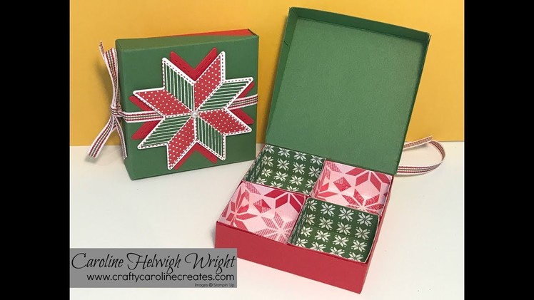 Quilted Christmas Partitioned Gift Box - video tutorial with Stampin' Up Products