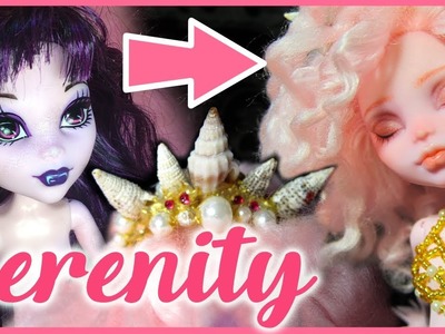 "SERENITY" ~ Monster High Elissabat Repaint ???? Mermaid faceup, hairstyle and crown!