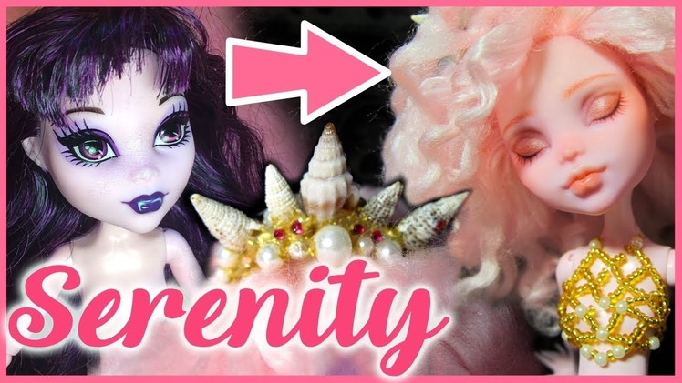 "SERENITY" ~ Monster High Elissabat Repaint ???? Mermaid faceup, hairstyle and crown!
