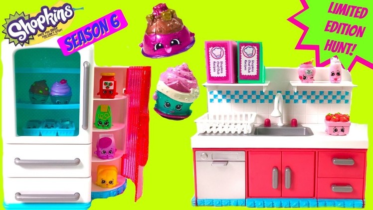 Shopkins Season 6 Limited Edition Hunt with Nice 'N Icy Fridge and Kitchen Sparkle Washer Playsets