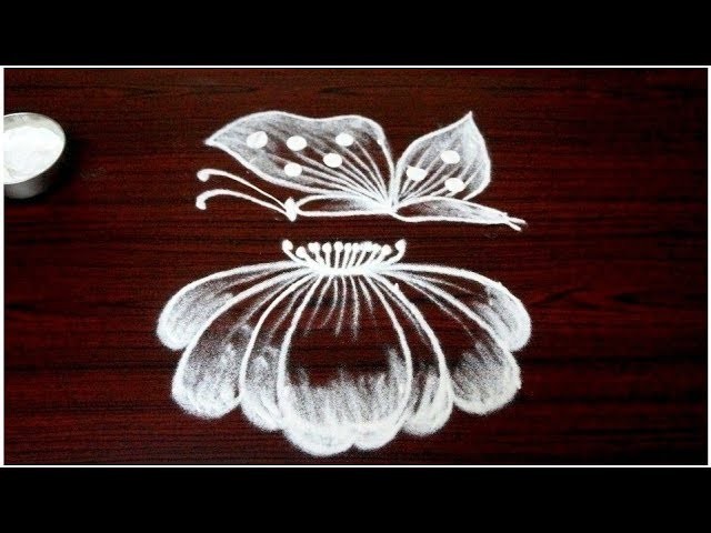 Simple rangoli designs with 4x4 straight dots || design of muggulu with dots || butterfly kolam