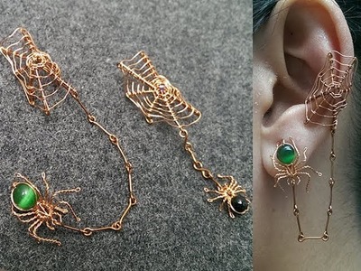 Spiders and the webs earcuff for Halloween - Halloween jewelry idea 266