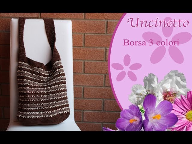 Uncinetto: borsa 3 colori a tracolla-How to do shoulder bag