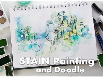 Watercolor Stain Doodle Beginners Technique ♡ Maremi's Small Art ♡