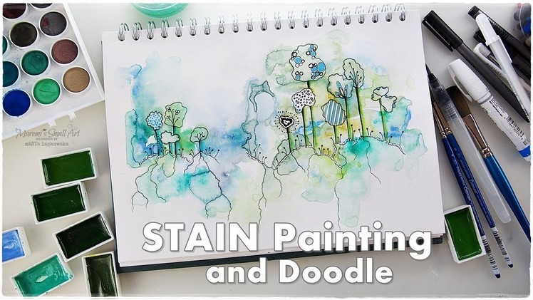 Watercolor Stain Doodle Beginners Technique ♡ Maremi's Small Art ♡