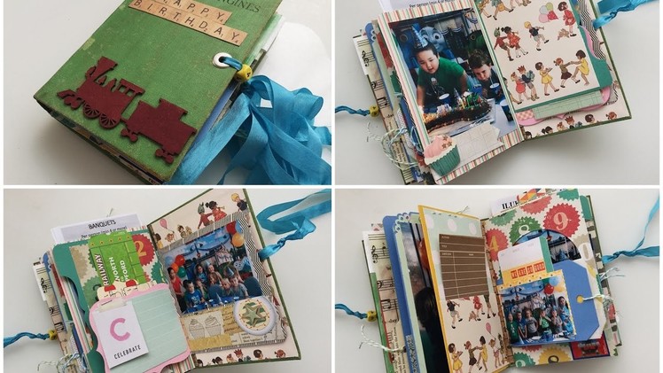 Boy's Birthday Mini Album With Photos - Altered Book
