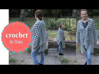 Crochet asymmetrical cardigan. gilet part 1 by Oana