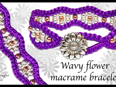 DIY wavy flower macrame bracelet
