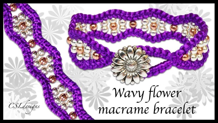 DIY wavy flower macrame bracelet