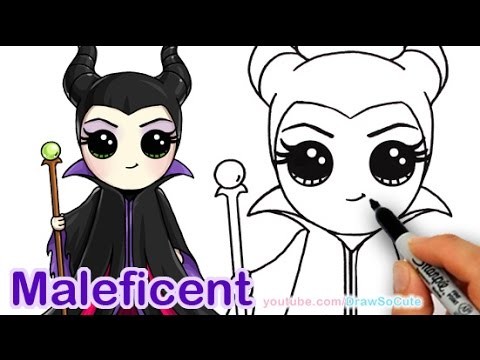 How to Draw Disney Maleficent Chibi step by step Cute