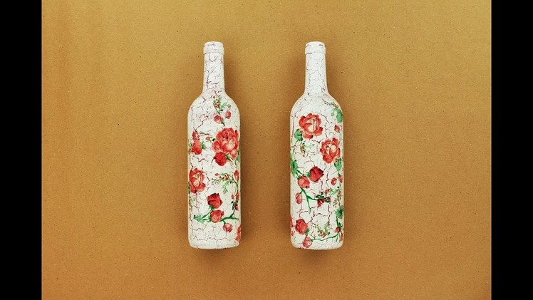 How to make a decoupage bottles with Easy Crackles - Fast & Easy Tutorial - DIY