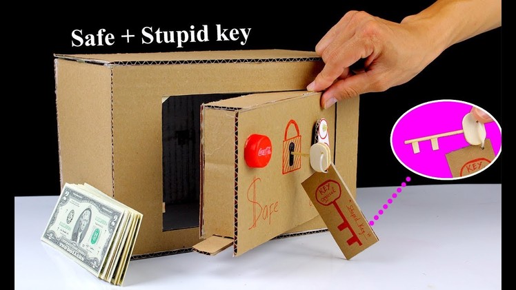 How to make a Safe Locker From Cardboard with ' Stupid ' Key - Mr H2 Diy Toys