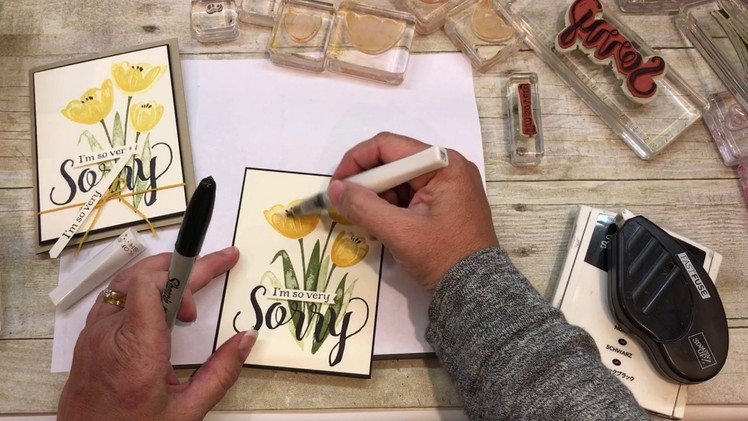 How to make two Simple Cards with Stampin Up's Tranquil Tulips and Colorful Seasons Stamp Sets