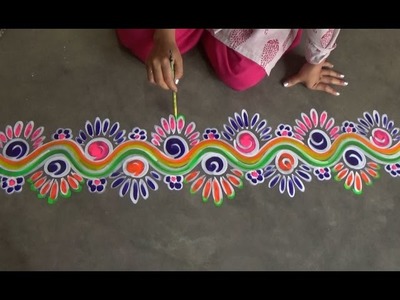 Kolam side designs.simple mugggulu side designs.rangoli side border designs.Chowkpurana designs