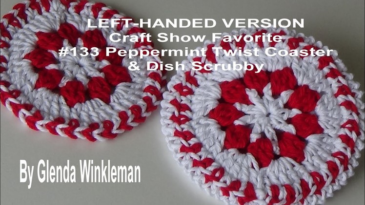 LEFT-HANDED VERSION #133 Peppermint Twist Coaster & Dish Scrubby