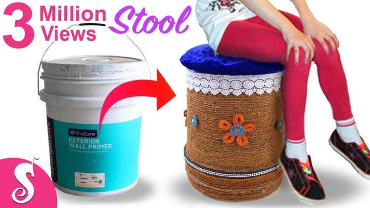 Make Sitting STOOL from Reusing Waste Paint Bucket | Best Out of Waste | Home Decorating Idea