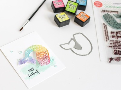 Sparkly Distress Ink Watercolor - Featuring New Essentials By Ellen Mermaids Tail