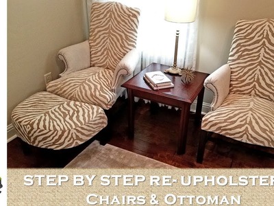 Thrifted Chairs & Ottoman Re-Upholstery | Step By StepTutorial