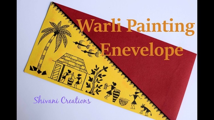 Warli Painting Envelope. Indian folk Art. Village Painting