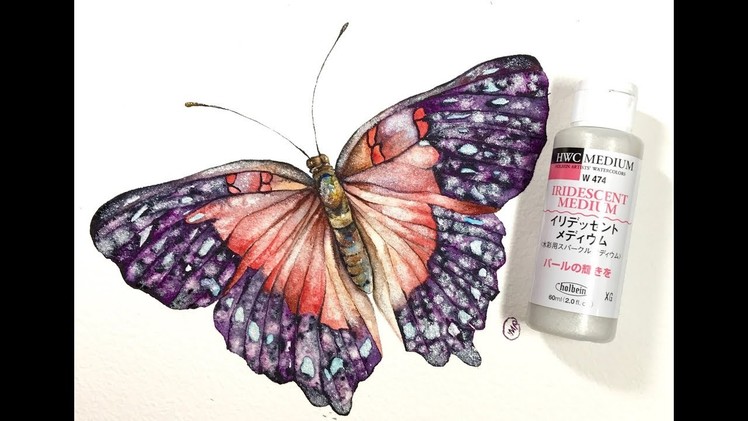 Watercolor Butterfly and Iridescent Medium Painting Tutorial